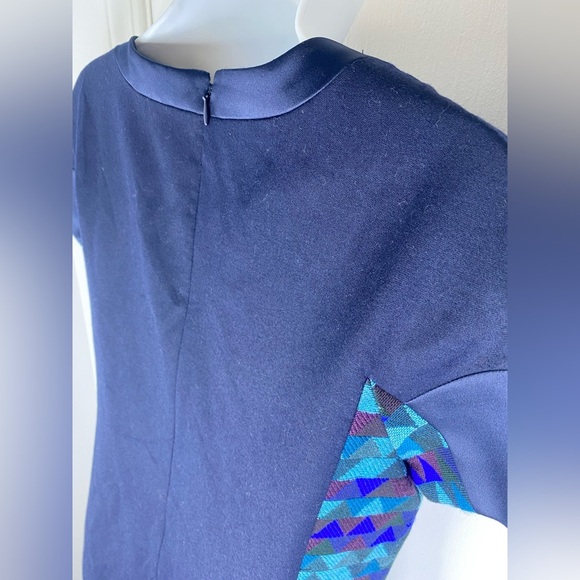 J Crew Geometric Blue and Black Dress - Picture 4 of 6